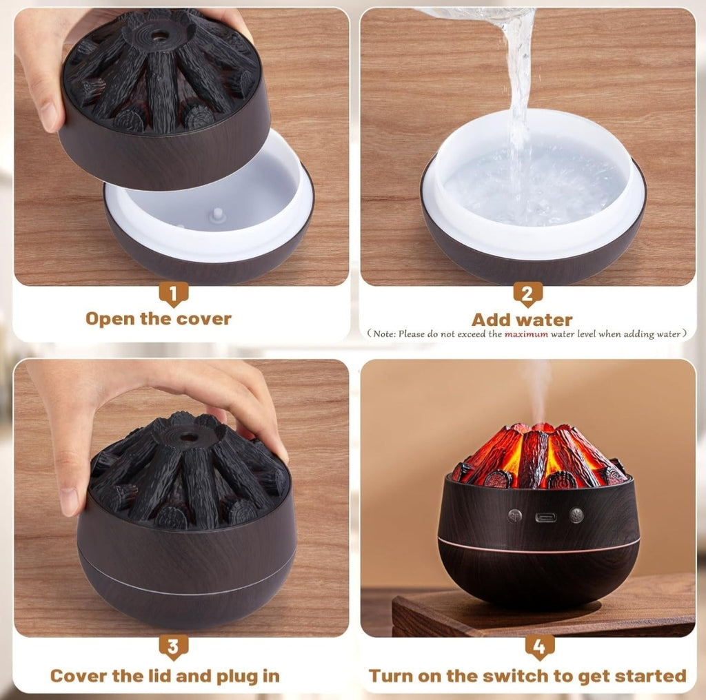 Charcoal Humidifier for Room Moisture, Aroma Diffuser For Bedroom-300ml Cool Mist Air Humidifier for Home, Cold & Cough Relief